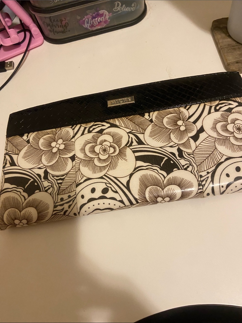 🎃 Miche Black & Cream Floral Purse Cover